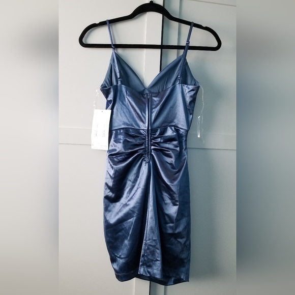 Emerald Sundae Blue Satin Mini Dress - Picture 2 of 5